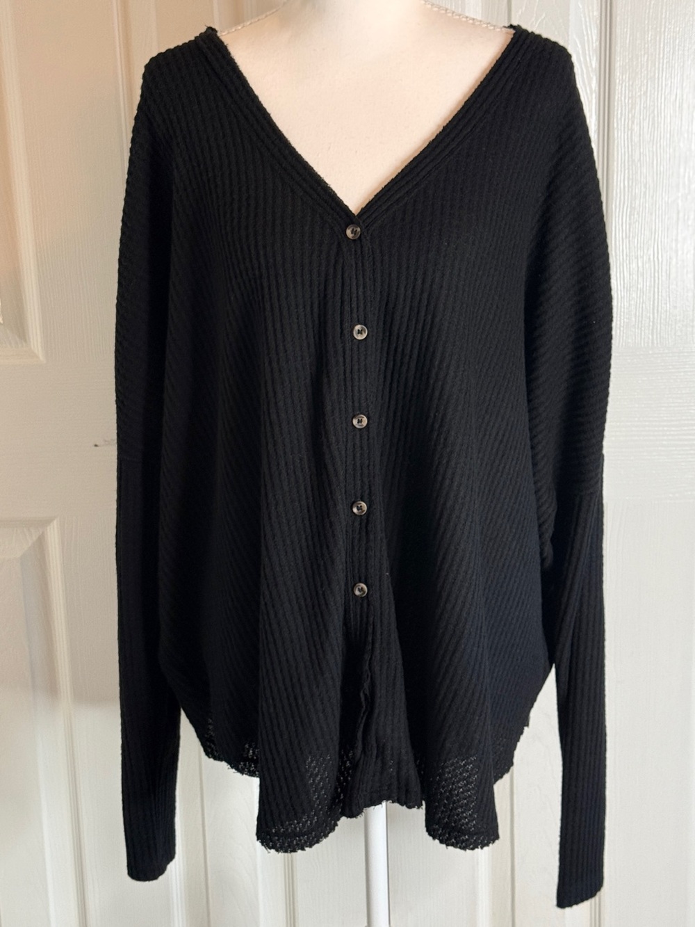 Urban Outfitters Out From Under Waffle Button Down Thermal Top Black XL NWT